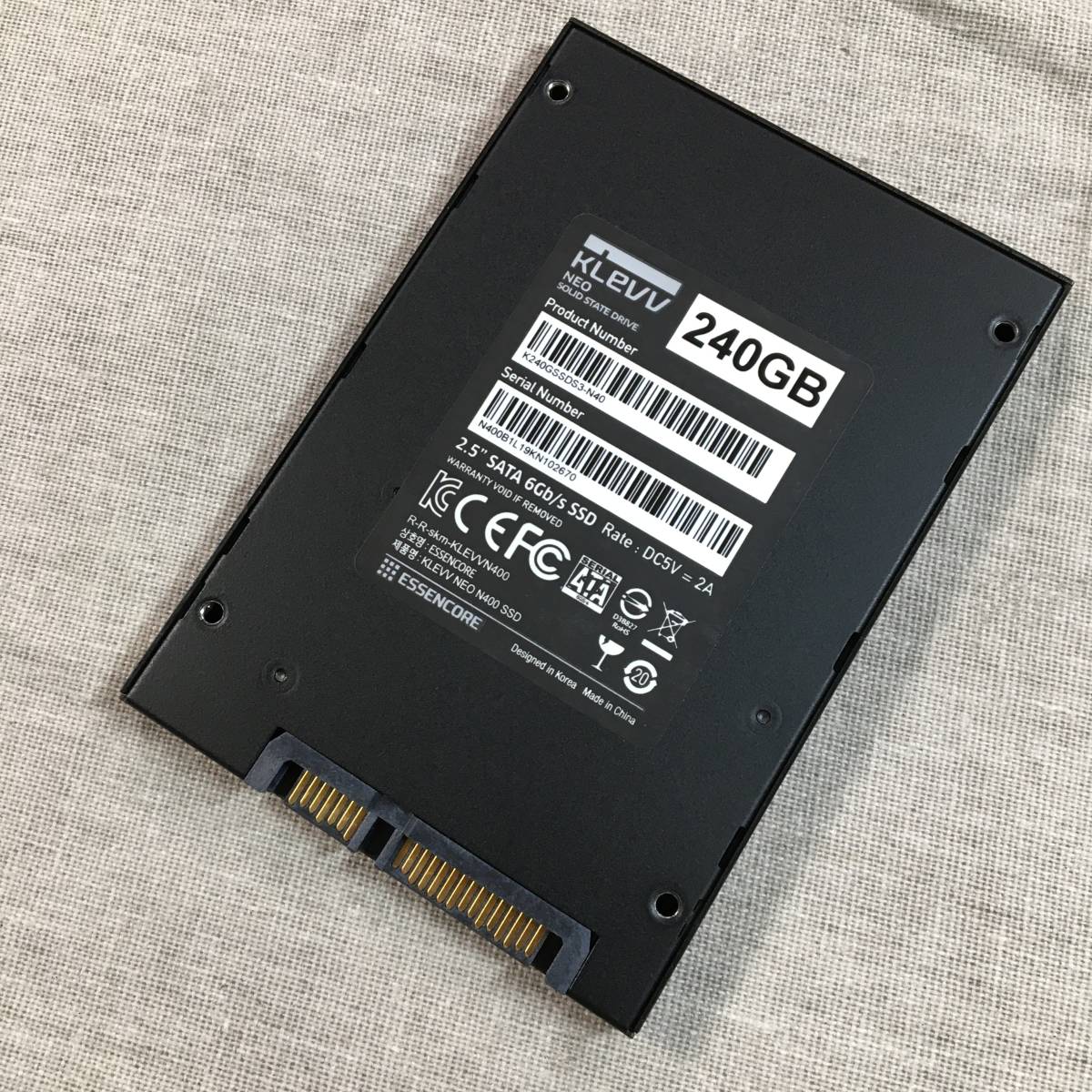 現状品　エッセンコアクレブ KLEVV SSD 240GB SATA3 6Gb/s 2.5インチ 7mm NEO N400 K240GSSDS3-N40EC_画像3