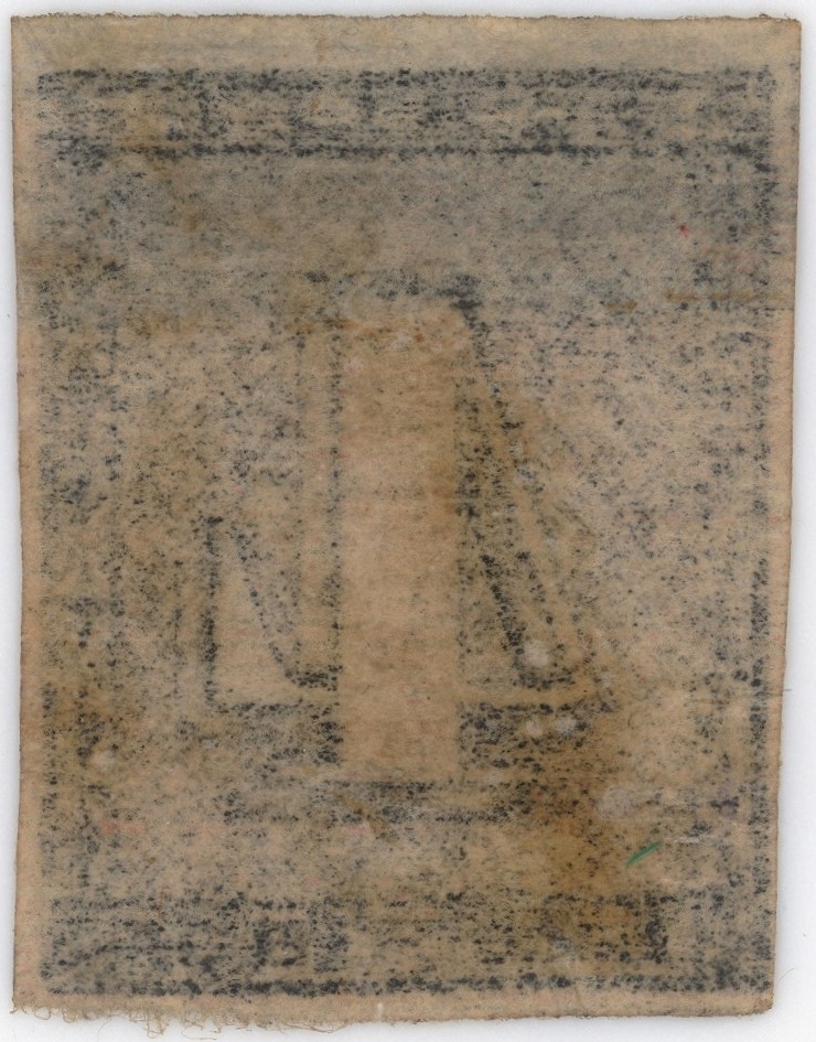 スイス・チューリッヒ1番切手　1846年　ペニーブラックに次ぐ発行　4ラッペン後期横縞　本物保証します_画像2