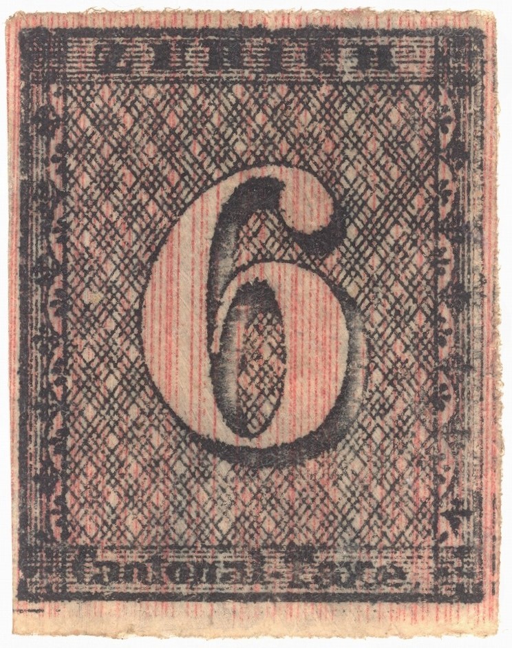 スイス・チューリッヒ1番切手　1843年　ペニーブラックに次ぐ発行　6ラッペン　Diagonai lines retouched　　本物保証します_画像1