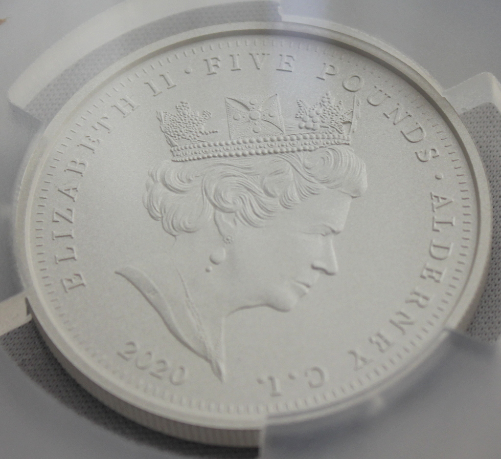 2020年 イギリス領 オルダニー 銀貨 5ポンド マットプルーフ 最高鑑定