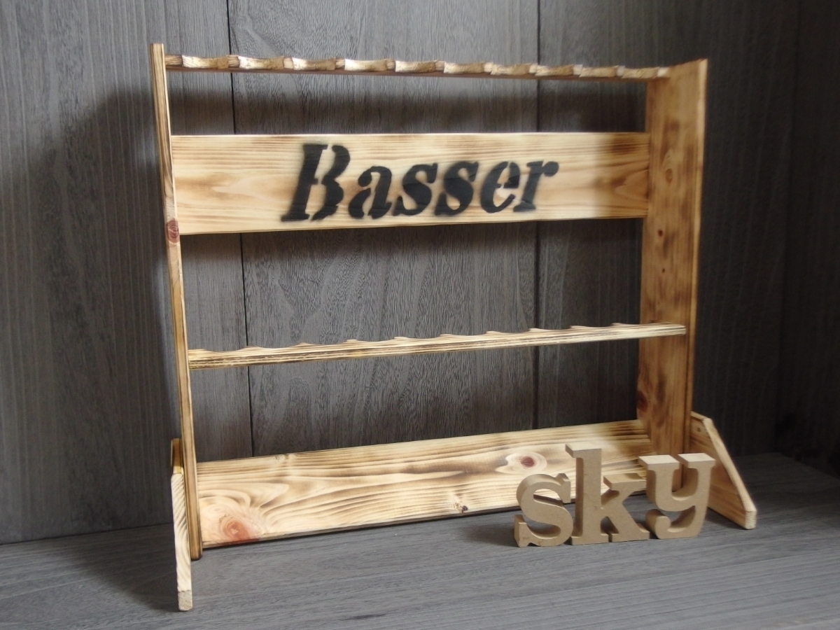 ロッドスタンド 10本 Basser ver. 転倒防止足付き 炙り加工 国産ヒノキ製 ロッドホルダー 釣り竿 収納 最も ロッドスタンド 10本 Basser ver. 転倒防止足付き 炙り加工 国産ヒノキ製 ロッドホルダー 釣り竿 収納 最も