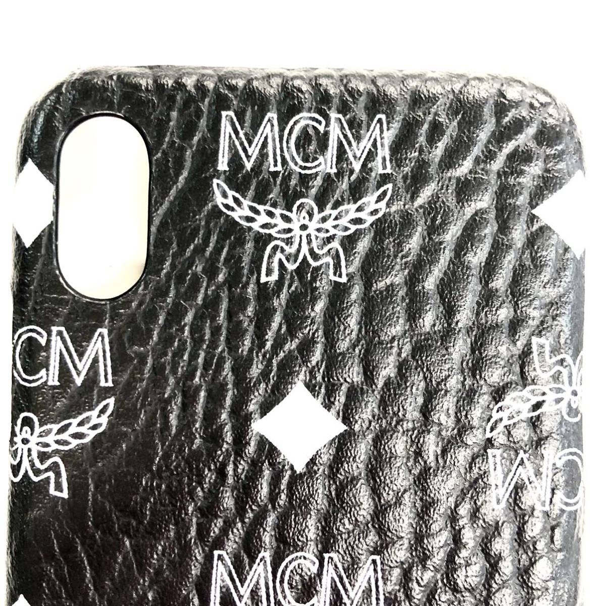 中古 MCM iPhone 携帯ケース エムシーエム スマホケース ブラック ホワイトロゴ IPHONE XSmax MZE9AWA13BV001 146765の画像2