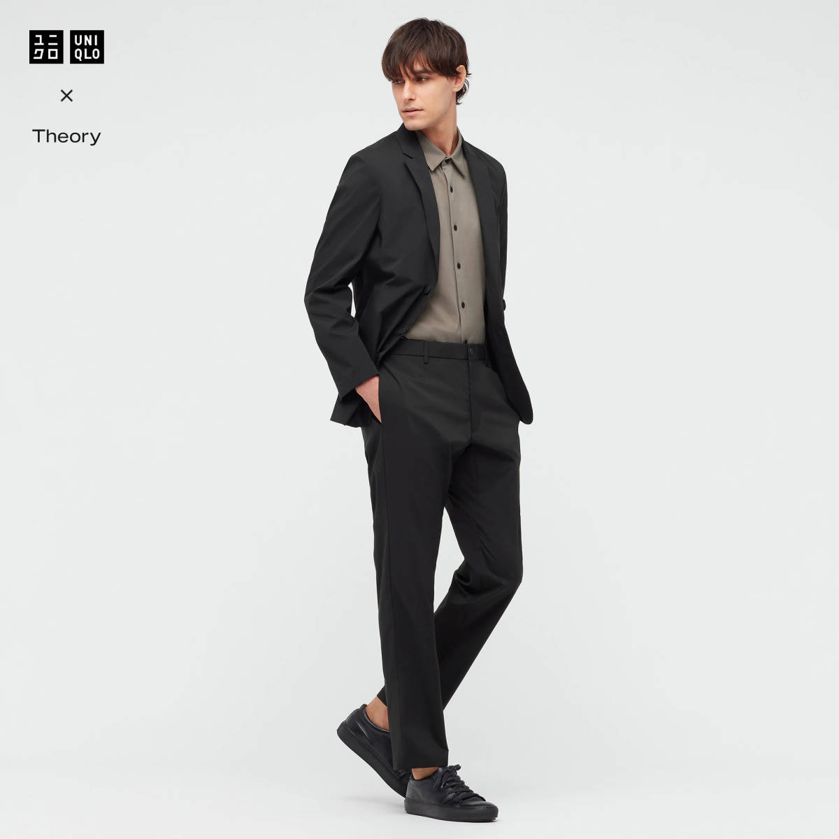 【新品・未使用】UNIQLO x Theory 2021 セットアップ　ブラック　感動ジャケット(M) 、感動イージーパンツ(S)_画像1