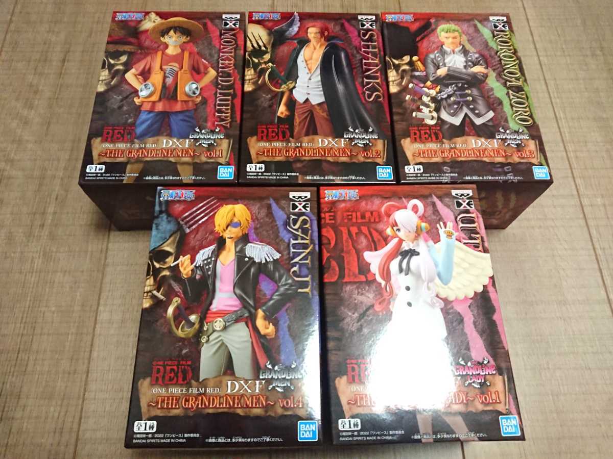 ONE PIECE FILM RED DXF THE GRANDLINE MEN vol.1 2 3 4 LADY vol.1 ワンピース フィルム  レッド 5種 フィギュア セット UTA SHANKS