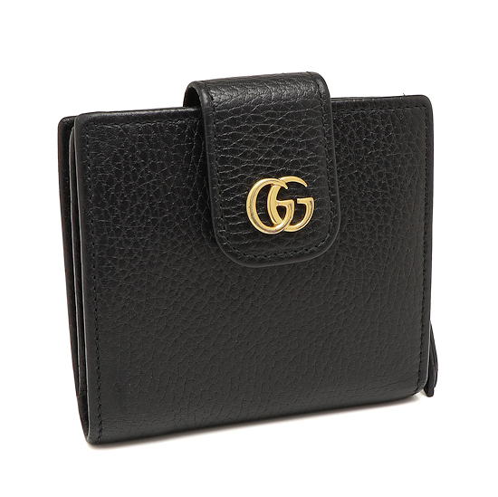 グッチ 財布 GGマーモント 二つ折り財布 523193 レザー ブラック GUCCI