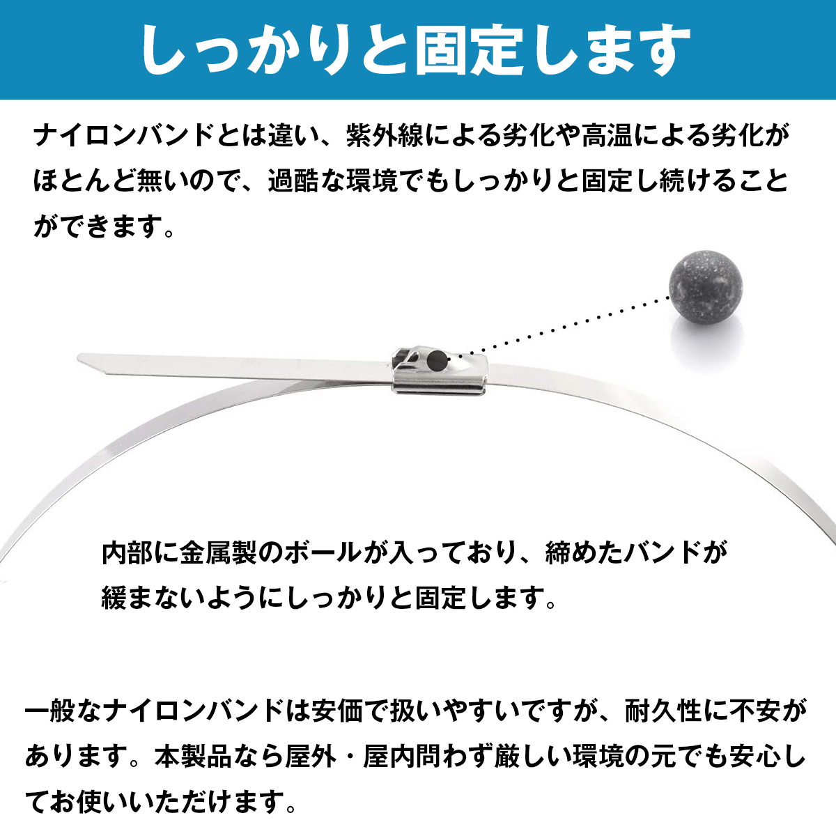 耐熱 耐腐食 結束バンド ステンレス タイラップバンド エキマニ ブーツ ホースバンド 幅4.6mm 長さ200mm 10本_画像4