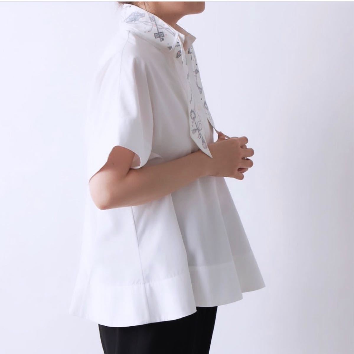 シーマリー ペプラム半袖ブラウス White-