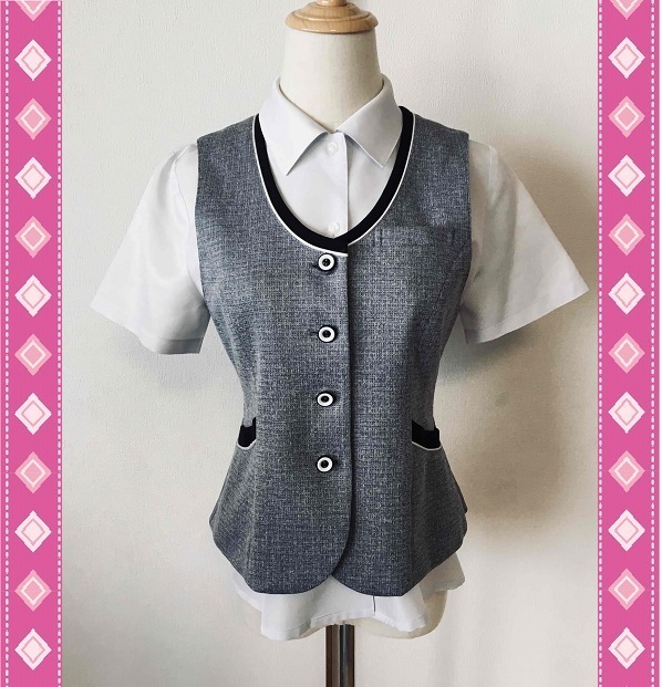 ※Cランク※【中古】SELECT STAGE_11号ベスト（グレー）SS760V/セレクトステージ/かわいいOL制服/おしゃれ事務服_画像1