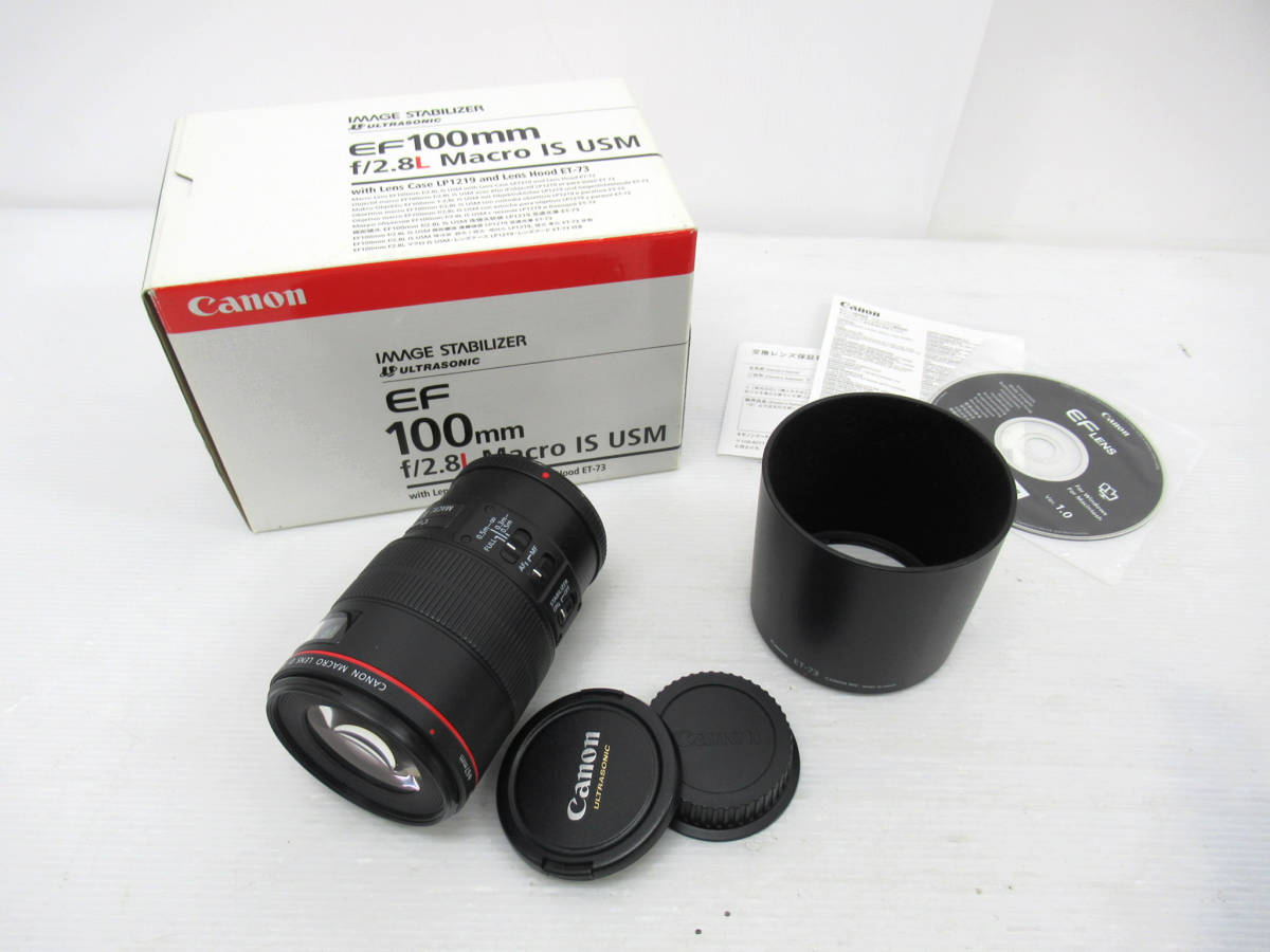 【Canon/キヤノン】未①41//EF 100mm 1:2.8 L MACRO IS USM/箱付き美品_画像1