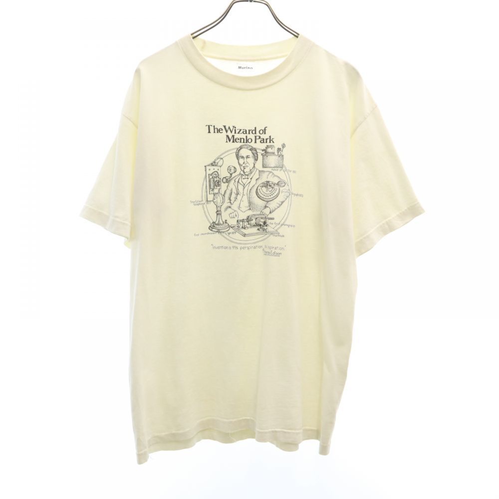 トーマスエジソン 80ｓ　USA製 プリント 半袖 Tシャツ L ホワイト ThomasEdison コピーライト85年 メンズ 200704 メール便可