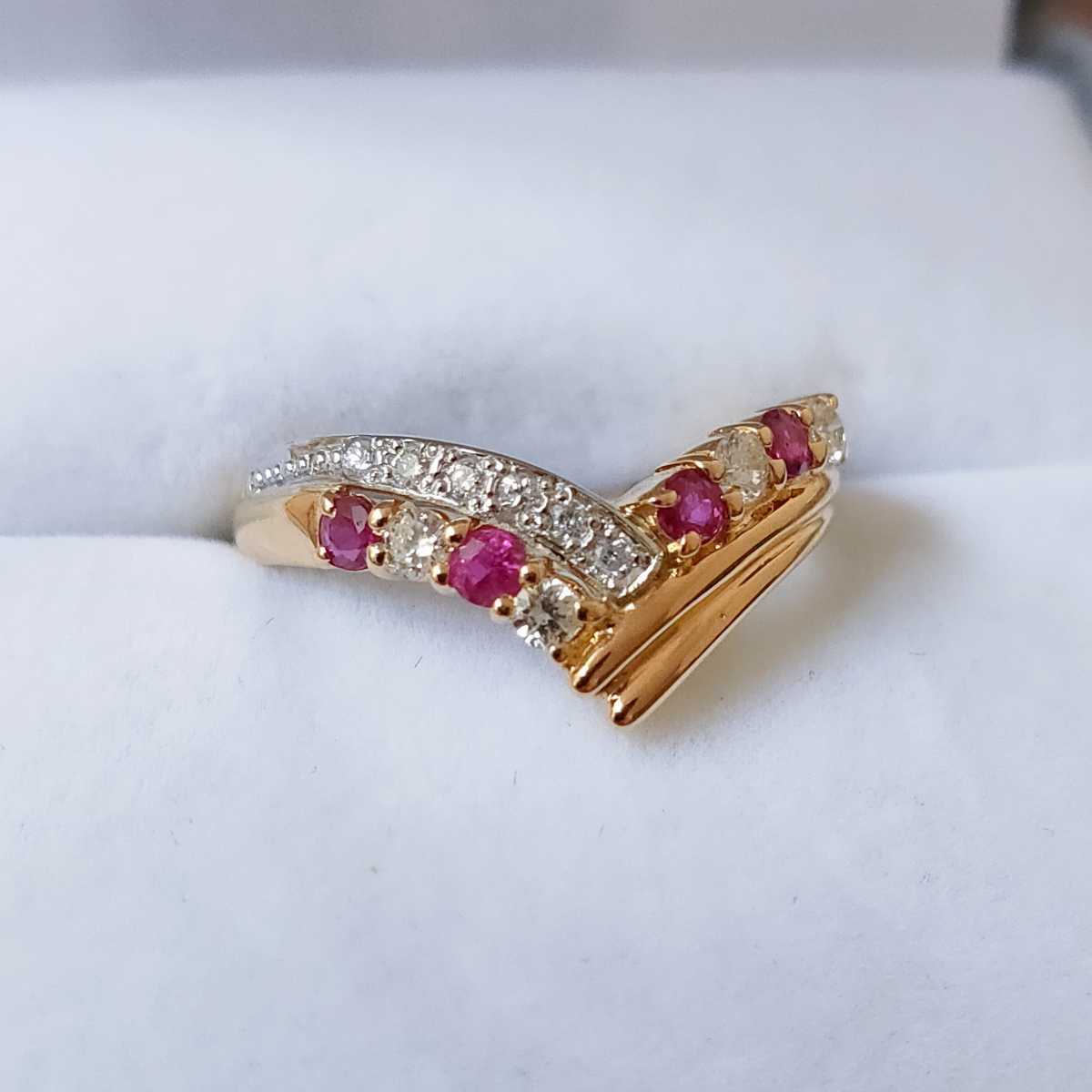 ダイヤモンド×ルビー リング K18YG Pt900 0.20ct 0.18ct 2.9g | www