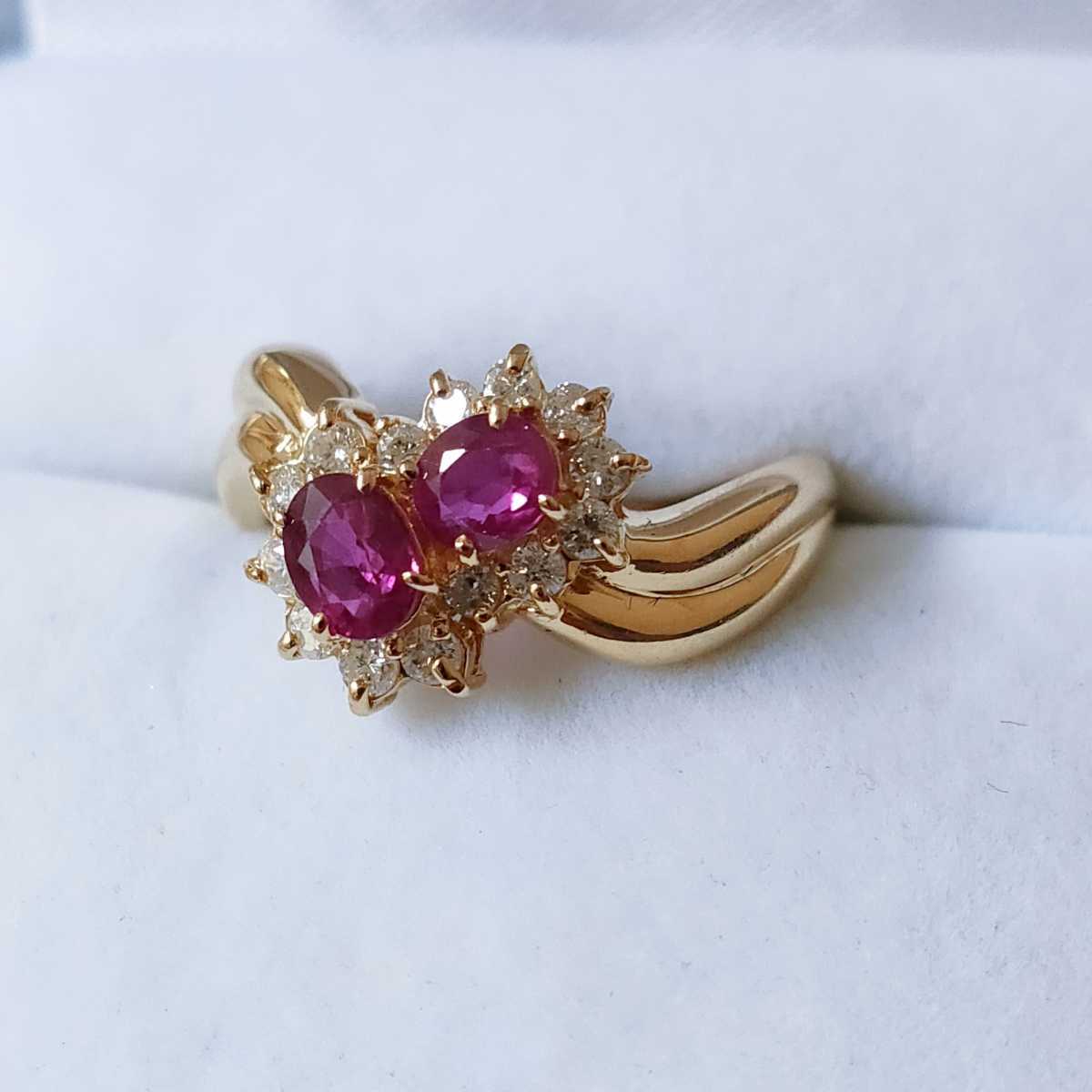 ダイヤモンド×ルビー リング K18YG 0.68ct 0.30ct 3.9g