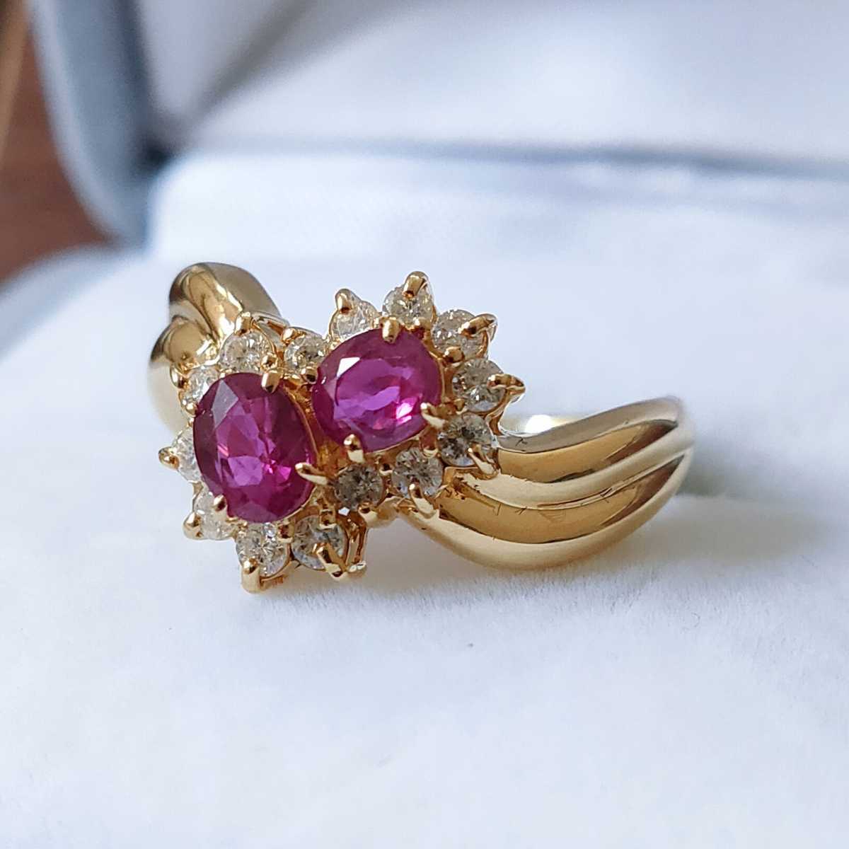 ダイヤモンド×ルビー リング K18YG 0.68ct 0.30ct 3.9g