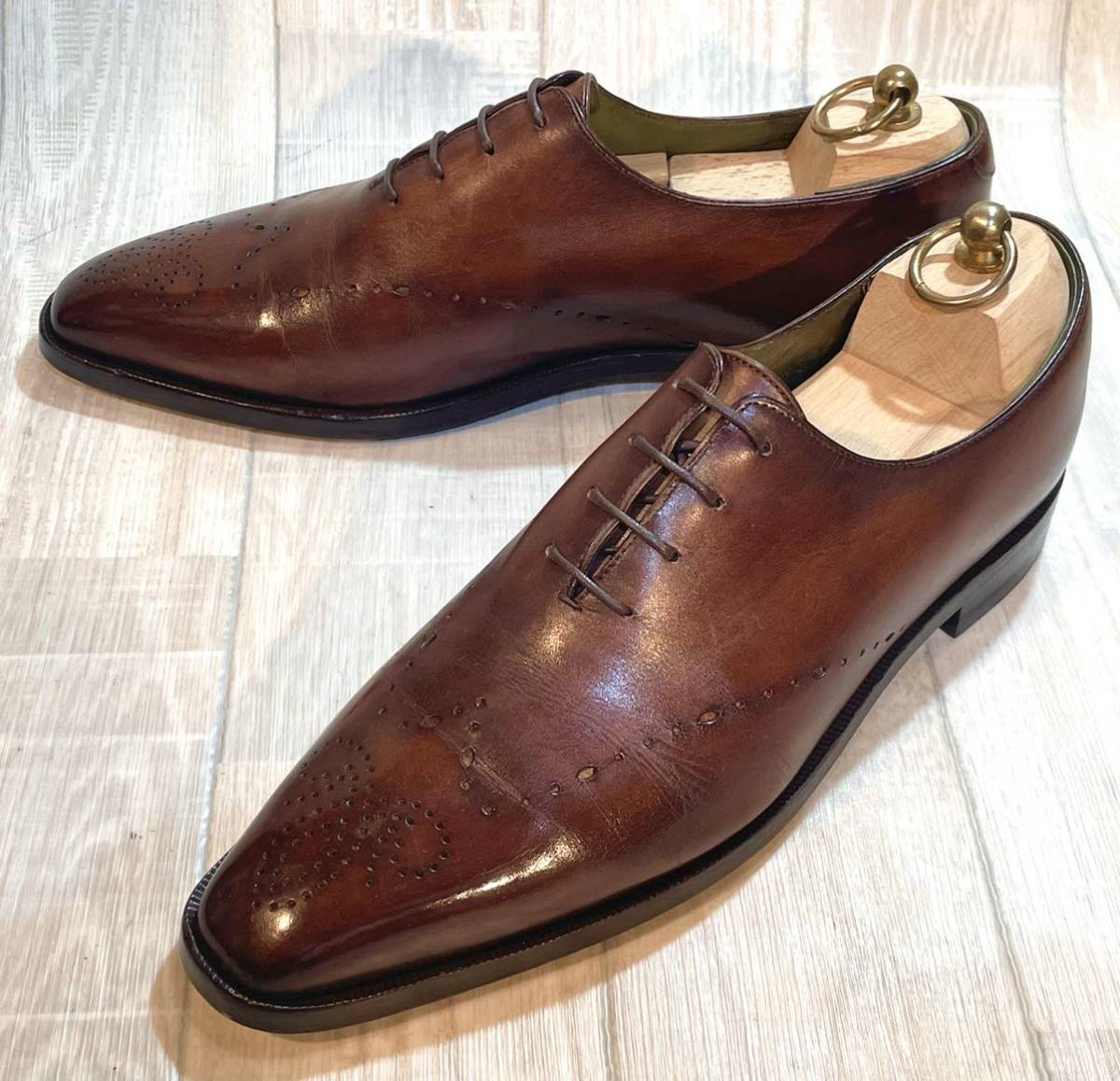 Berluti Berluti *27cm 8.5* отверстие cut оскфорд кожа обувь натуральная кожа платье обувь бизнес обувь кожа Italy производства подпалина чай мужской 