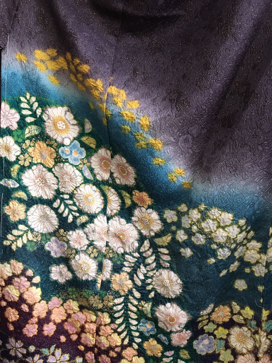 未仕立て 仮絵羽 振袖 辻ヶ花 古典 濃い紫系 大量出品中 成人式 結婚式