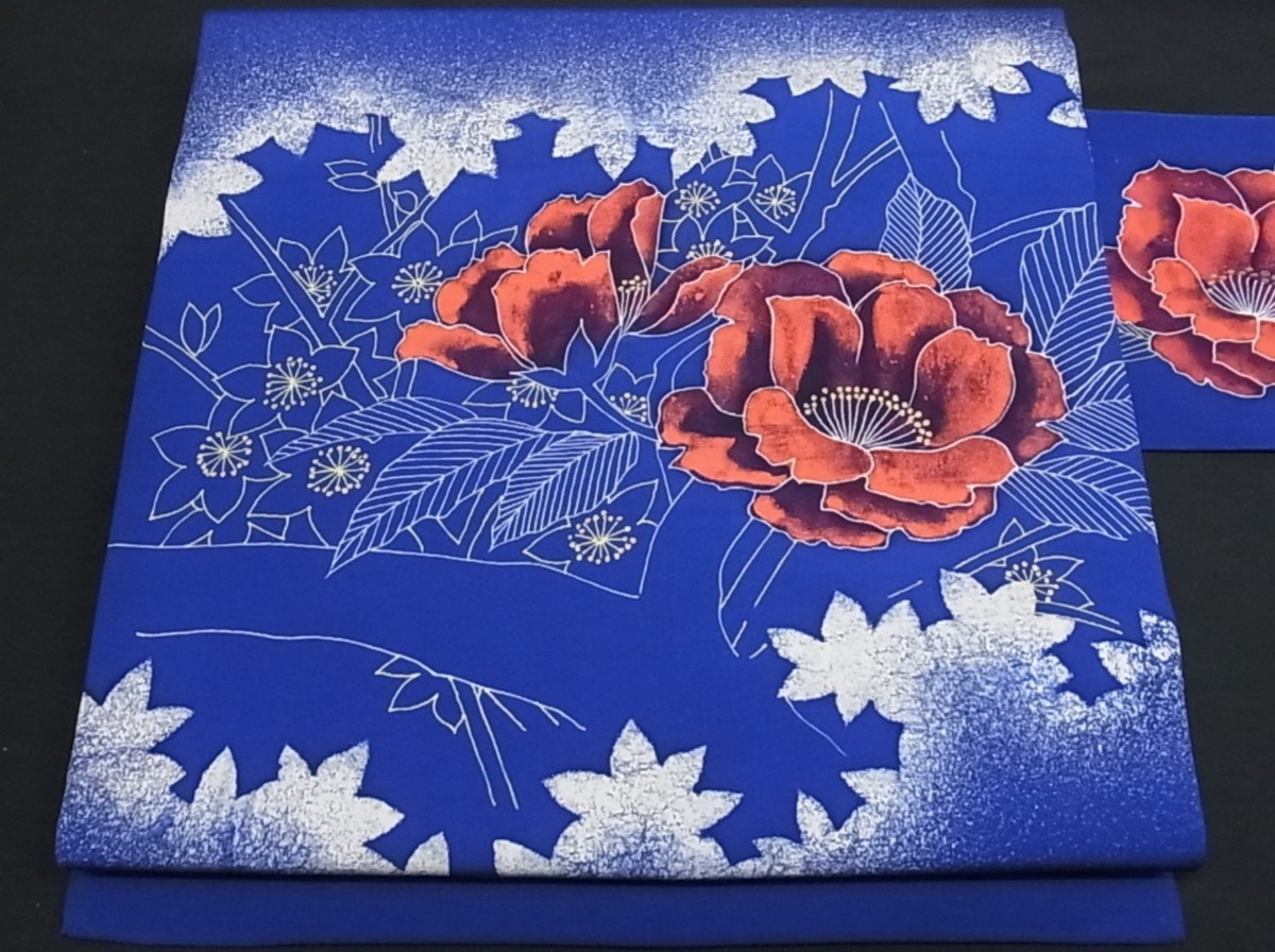 最前線の 新古品□正絹叩き染め花文様染め,付け下げ,新品,正絹