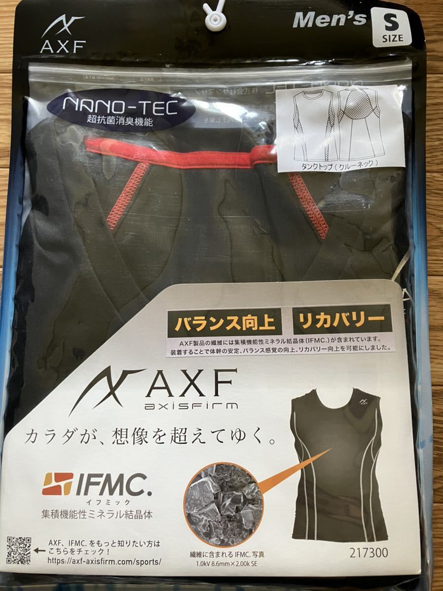 アクセフ　AXF アンダーシャツ アンダーウェア ノースリーブ　タンクトップ　クールネック　ブラック×レッド　メンズ　Sサイズ_画像1