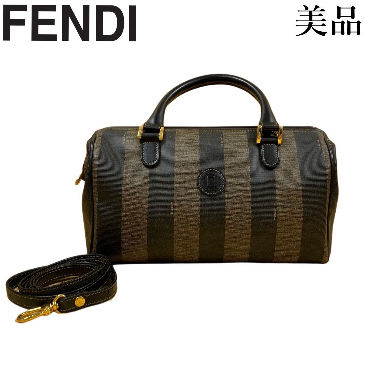 美品】FENDI フェンディ ペカン柄 ミニボストンバッグ-