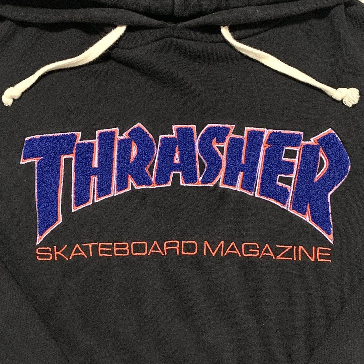 【値下げ可】THRASHER スラッシャー パーカー 立体ロゴ サガラ刺繍 ブラック サイズＬ_画像2