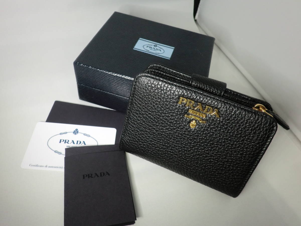 春財布!値下げ】PRADA プラダ サフィアーノ 二つ折り財布 黒 本物