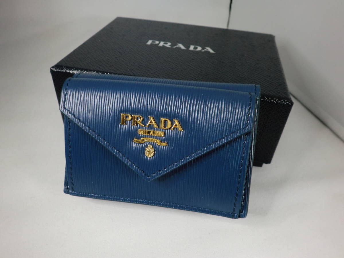 春財布!値下げ】PRADA プラダ サフィアーノ ミニ財布 紺 イタリア購入