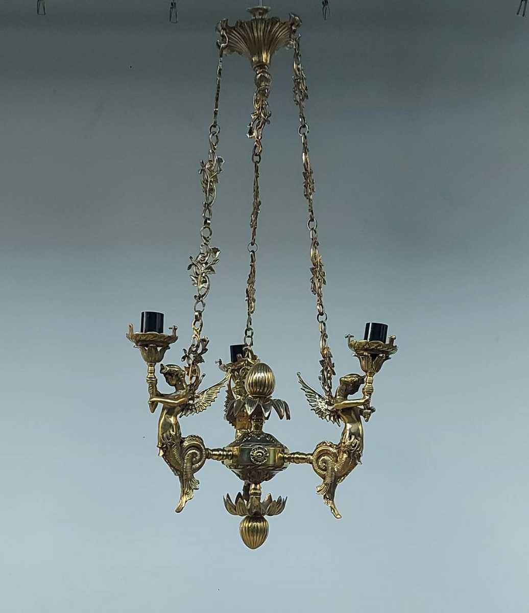  chandelier | brass made, glass made | Britain style |3 light 