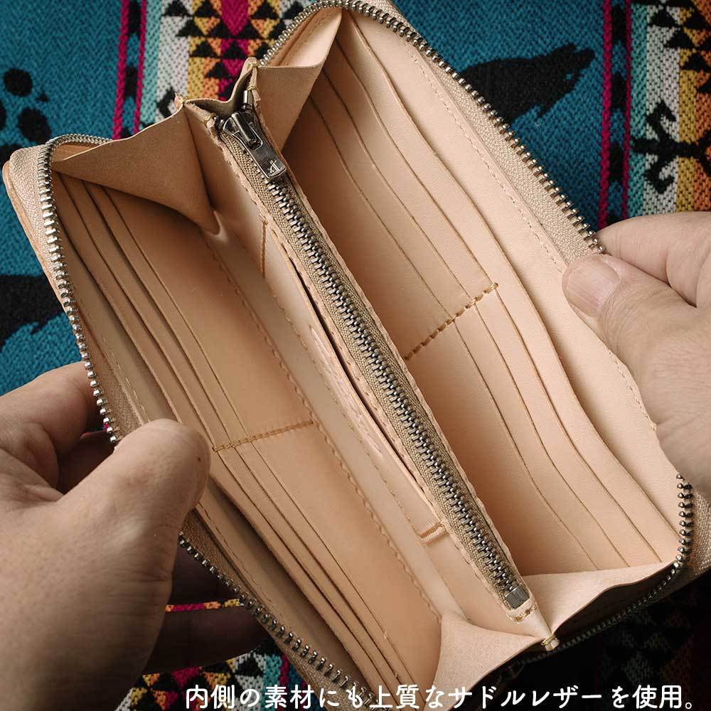 カービング/ラウンドファスナー長財布/レザーウォレット/ヌメ革/サドルレザー/ライダースウォレット/バイカーズウォレット/rf009cv84nl02_画像7
