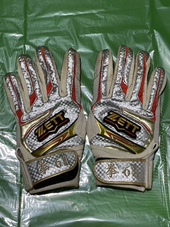 日本ハムファイターズ 杉谷拳士 #61 実使用 バッティンググローブ 安い販アイテム 日本ハムファイターズ 杉谷拳士 実使用 バッティンググローブ アクセサリー
