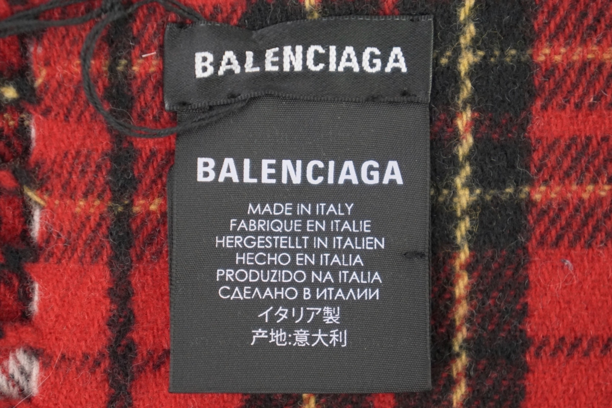 G478.. BALENCIAGA バレンシアガ マフラー スカーフ タータン柄
