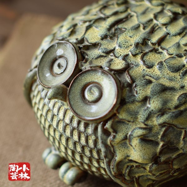 やきもの人形 森のふくろう 陶器製 やきもの人形 森のふくろう 陶器製