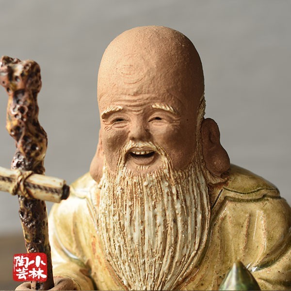 やきもの人形 七福神 福禄寿 陶器製 曾風作 やきもの人形 七福神 福禄寿 陶器製 曾風作