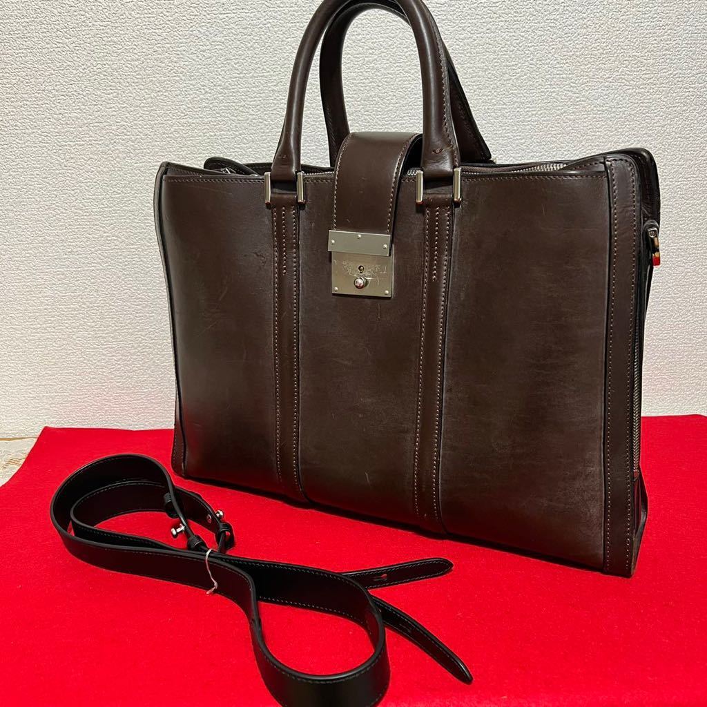 良品☆ 万双 Mansaw ブライドルレザー シングル天ファスナー ビジネス