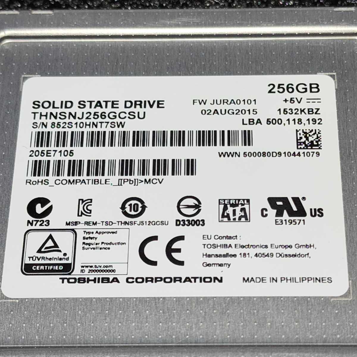 TOSHIBA THNSNJ256GCSU 256GB SATA SSD 正常品 2.5インチ内蔵SSD フォーマット済み PCパーツ 動作確認済み 240GB 250GB
