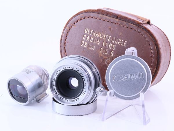 希少良品 Canon 28mm F/3.5 ライカL39,ファインダー、ケース付