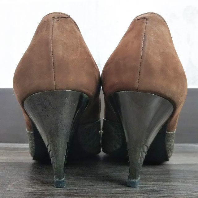 GINZA Kanematsu pumps 23cm light brown group Brown heel biju- studs Ginza Kanematsu lady's shoes 