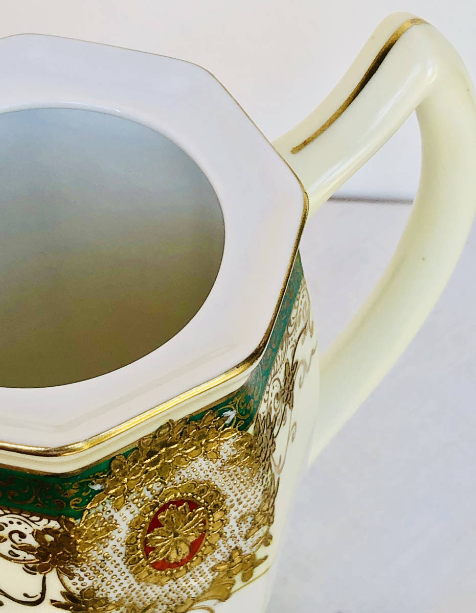 １９４０年代　　名古屋製陶所（名陶）英国輸出様盛り上げ金彩ハンドペイントゴールドフラワーパターンコーヒーポット_画像4