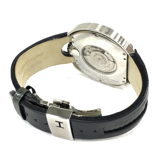 1円 ハミルトン 腕時計 US66 H356150 黒文字盤 パワーリザーブ 2008本限定 自動巻き メンズ 純正ベルト 稼働品