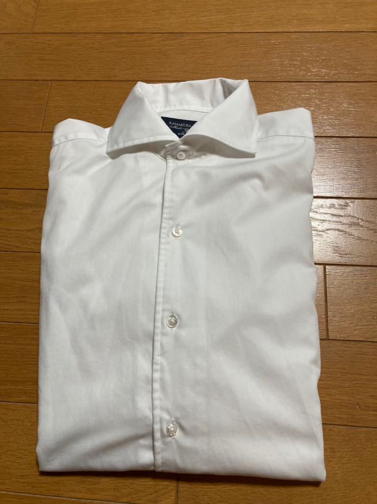 鎌倉シャツ 白無地 kamakura shirts made to measure パターンオーダーシャツ　ホリゾンタルカラー　サイズSからMくらい_画像2