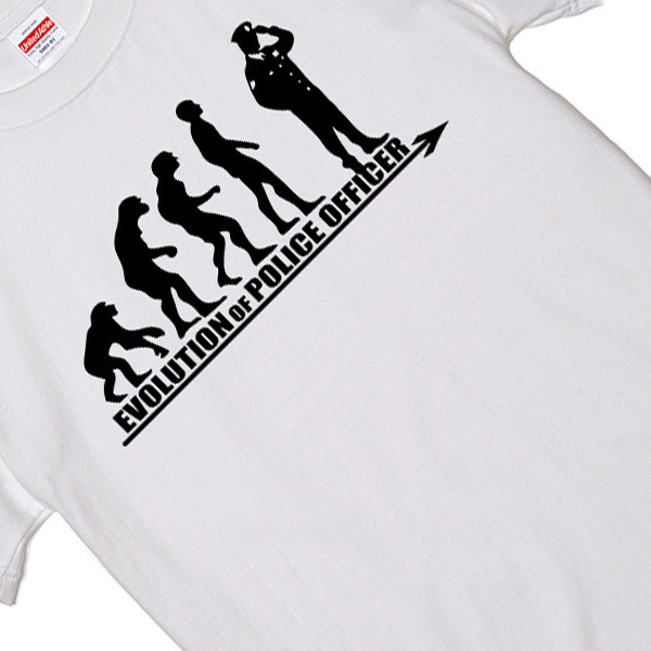 進化 evolution Tシャツ 白 警察 お巡りさん ポリス 警察官 POLICE 交番 選べるサイズ S/M/L/XLより エボリューション_画像2