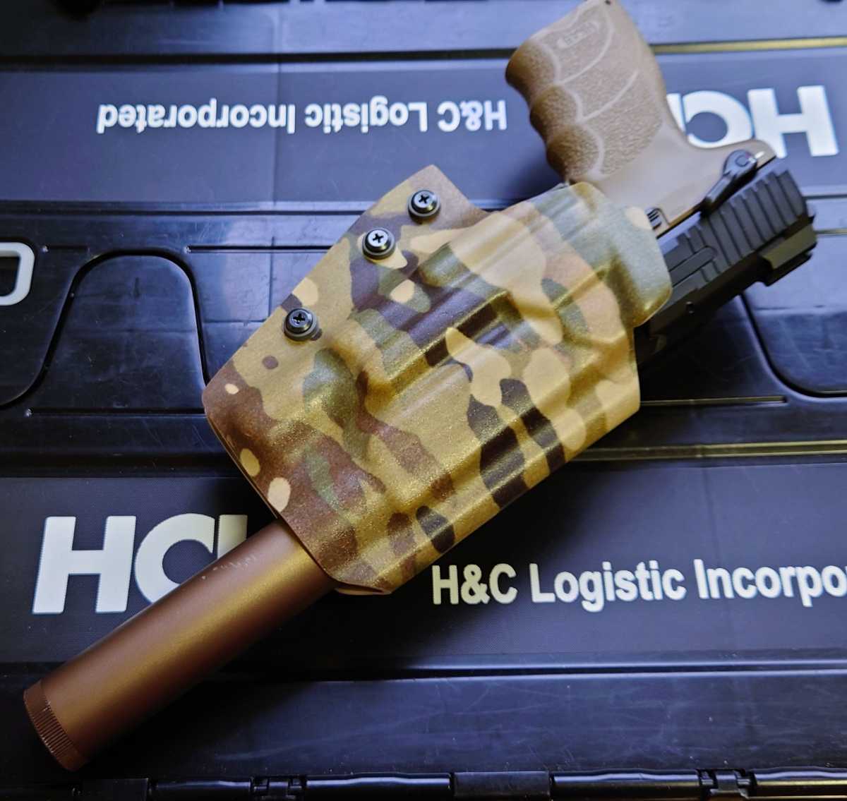 TSGcraft FNX45T/HK45T【純正サプレッサー+SF X300U-A+マイクロドットサイト対応 】カイデックスホルスターMCタイプカモ右利き用QLS対応 2