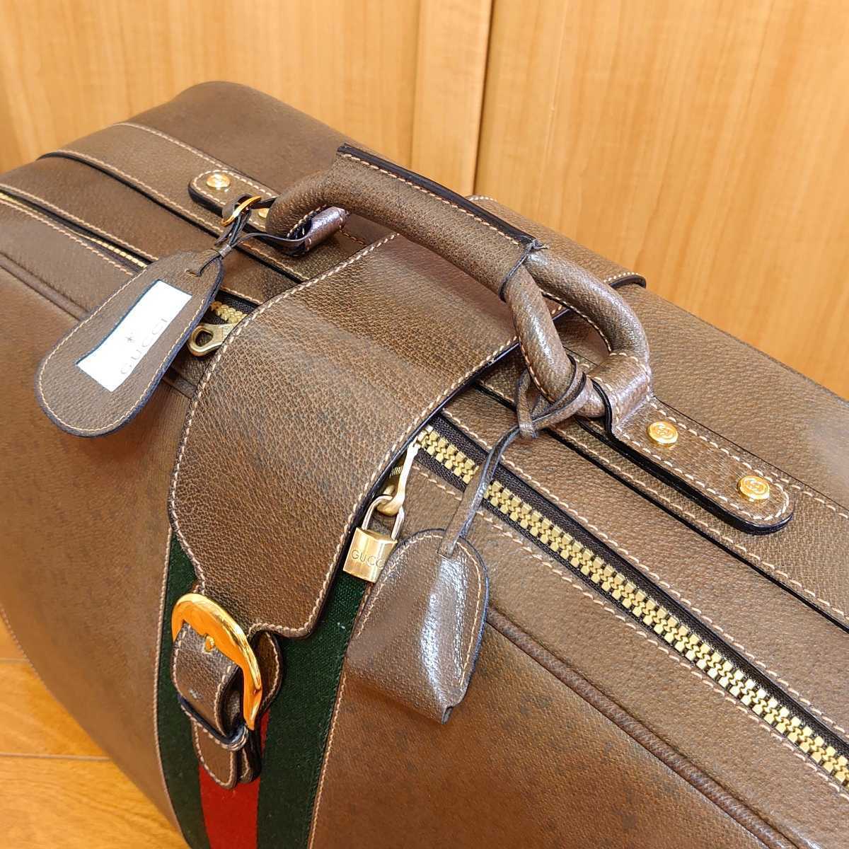 ☆美品 豪華 70s オールド グッチ GUCCI シェリーライン 本革 トランク
