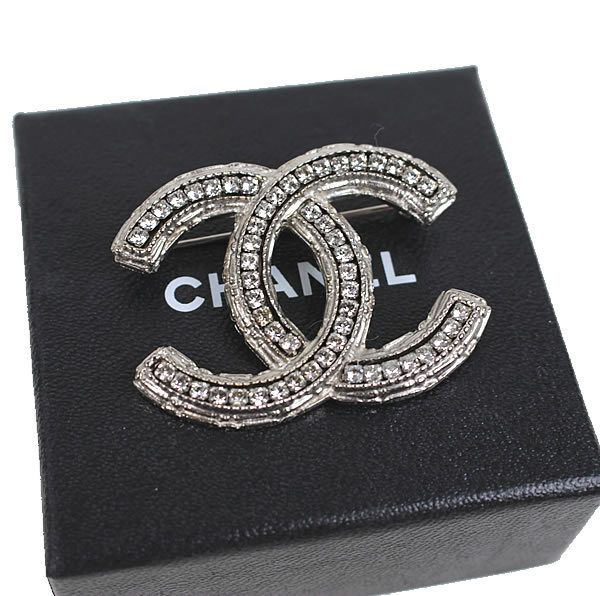 シャネル ブローチ CHANEL ココマーク シルバー ラインストーン 新品
