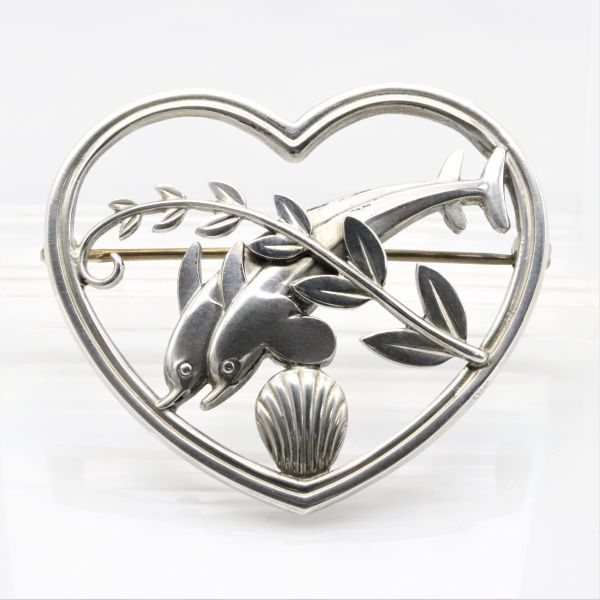 GeorgJensen#312イルカモチーフブローチ箱付き!-