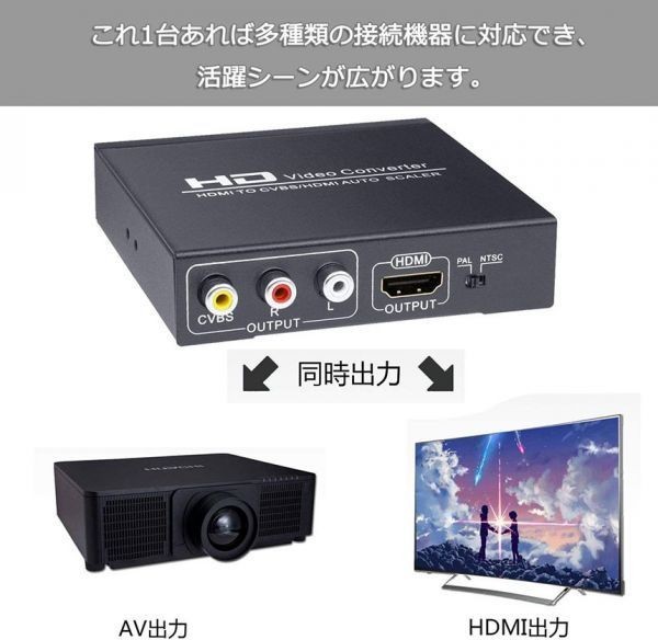 即納 HDMI コンポジット変換 HDMI to AV/3RCA変換(HDMI to HDMI+RCA) HDMI+AV変換コンバーター 同時出力 hdmi アナログ変換 HDMI AV変換器_画像5