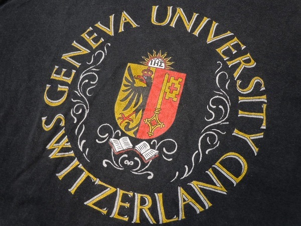 geneva university ジュネーブ ジュネーヴ大学★古着 オールド Tシャツ L★黒 ブラック★a_画像2