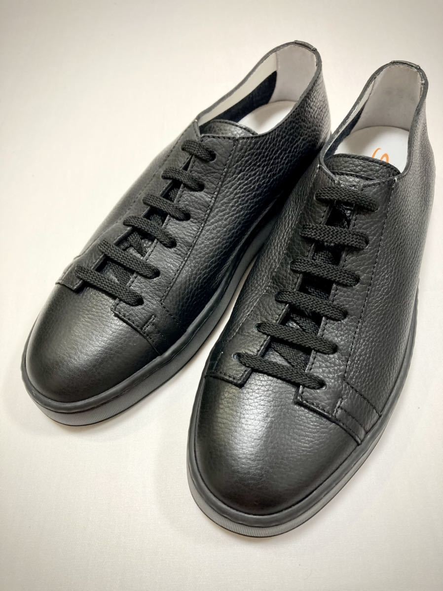 新品10.9万 SANTONI サントーニ 手染めパティーヌ レザースニーカー