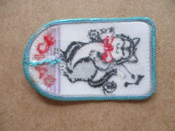 90s 猫DANCE ワッペン/ネコねこアメリカ ダンス ロカビリー ファンシーUSAキャラかわいいガールスカウト刺繍GIRL SCOUTSキャラクター S75_画像4