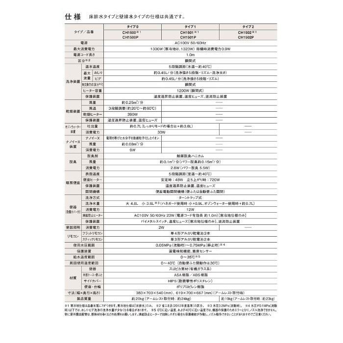 パナソニック アラウーノ L150シリーズ XCH1501WSK フラットリモコン 配管:CH150F付 床排水 200mm 標準タイプ _画像3