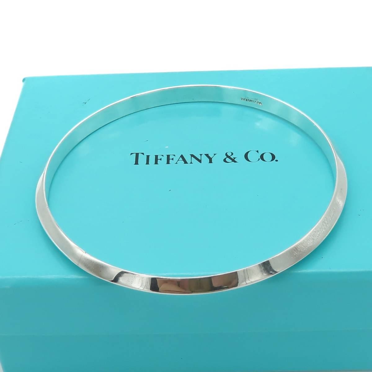 希少 美品 Tiffany&Co. ティファニー エッジ シルバー バングル