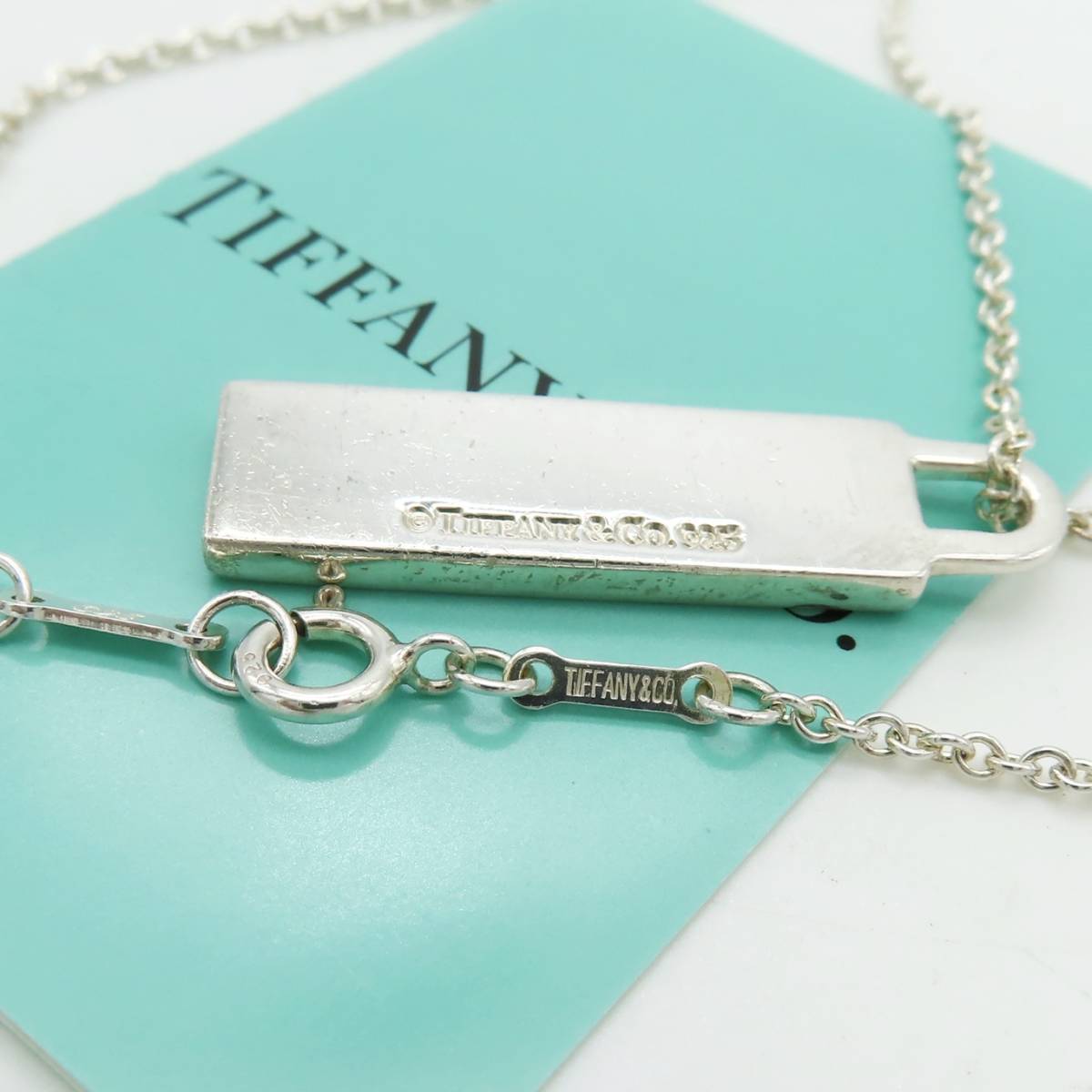 希少 美品 Tiffany&Co. ティファニー ロゴ バー シルバー ネックレス SV925 PP50_画像3